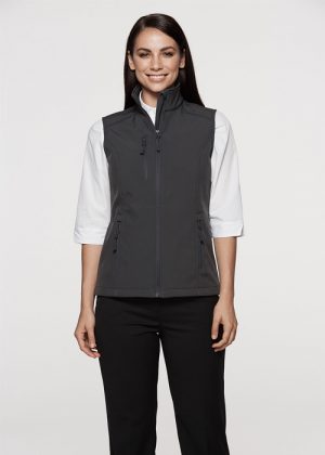 The Aussie Pacific Ladies Olympus Softshell Vest is a 320gm 3 layer performance softshell. 4 colours. 8 - 22. Great Aussie Pacific softshell jackets.