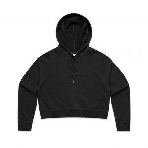 The AS Colour Womens Crop Hood is a relaxed fit, cropped length heavyweight hoodie.  Pale Pink and Black.  XS - XL. Great branded crop AS Colour hoodies.