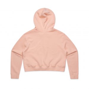 The AS Colour Womens Crop Hood is a relaxed fit, cropped length heavyweight hoodie.  Pale Pink and Black.  XS - XL. Great branded crop AS Colour hoodies.