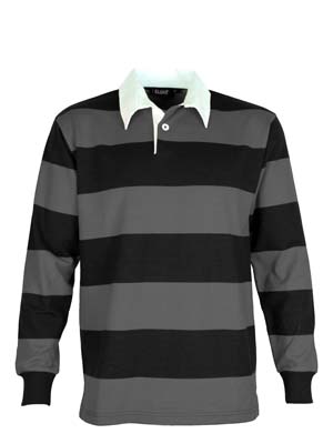 The Cloke Striped Rugby Jersey are proper rugby shirts.  330gsm rugby jersey fabric.  5 colours.  XXS - 3XL.  Great branded old school rugby shirts.