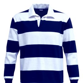 The Cloke Striped Rugby Jersey are proper rugby shirts.  330gsm rugby jersey fabric.  Navy/White.  XXS - 3XL.  Great branded old school rugby shirts.