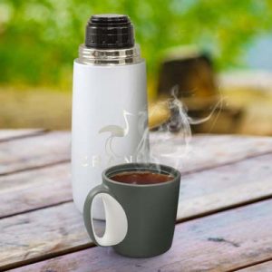 The Trends Bopp Hot Flask is a 600ml double wall, vacuum insulated stainless steel flask.  White or Black.  Great branded drink flasks.