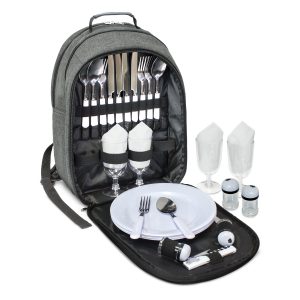 The Trends Collection Arcadia Picnic Backpack is a 4 person picnic backpack.  Available in Grey. Multiple branding options.  Great branded picnic sets.