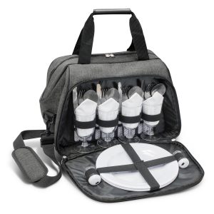 The Trends Collection Hampton Picnic Bag is a classically designed 4 person picnic bag. In Grey. Multiple branding options. Great branded picnic sets.