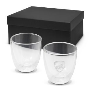 The Trends Collection Tivoli Double Wall Glass Set is an exquisite set of 2 x 310ml double wall glasses.  Black Box.  Great branded corporate gifts.