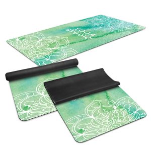 116474 Trends Collection Mantra Yoga Mat - Promotrenz The Trends Collection Mantra Yoga Mat is a stylish yoga mat with 2mm rubber base and microfibre surface. Sublimated full colour branding. Great yoga mats.