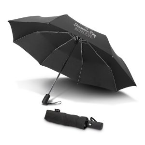 The Trends Collection Swiss Peak Foldable Umbrella is a 3 stage folding umbrella with auto open and close.  8 panel. Black.  Great branded foldable umbrellas.