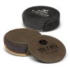 The Trends Collection Sirocco Coaster Set is a set of 6 round coasters that can be laser engraved.  In Dark Brown or Black.  Great smart coaster corporate gifts.