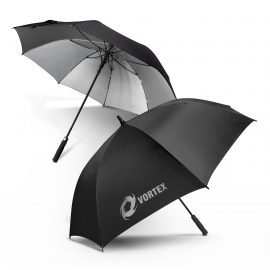 The Trends Collection Patronus Umbrella is a premium 8 panel sports umbrella.  Strong canopy with silver underside.  Black.  Great branded corporate umbrellas.