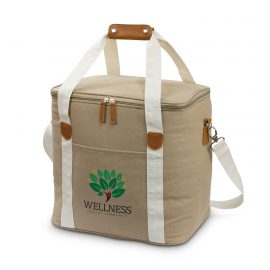 The Trends Collection Canvas Cooler Bag is an impressive large cooler bag.  Heavy cotton canvas outer.   Beige.  Great branded corporate cooler bags.