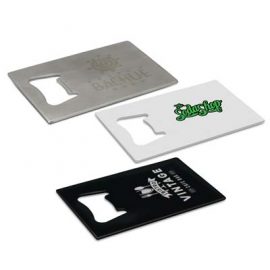 The Trends Fiesta Bottle Opener is a credit card shaped stainless steel bottle opener.  Large branding area.  3 colours.  Great branded bottle openers.