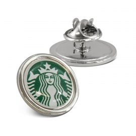 The Trends Collection Altura Lapel Pin is a small round lapel bin badge.  Full colour branding.  Badge in Silver.  Great branded custom printed badges.
