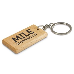The Trends Artisan Key Ring Rectangle is a natural wood keyring with a shiny chrome split key ring.  Great eco friendly promo key ring.