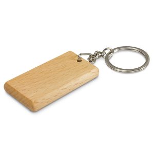 The Trends Collection Artisan Key Ring Rectangle is a natural wood keyring with a shiny chrome split key ring.  Great eco friendly promo key ring.