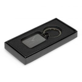 The Trends Astina Key Ring is a metal rectangular key ring with gunmetal plated finish.  Laser Engraved.  Great smart metal keyrings.