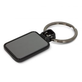 The Trends Collection Astina Key Ring is a metal rectangular key ring with gunmetal plated finish.  Laser Engraved.  Great smart metal keyrings for promo use.
