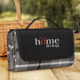 The Trends Denver Picnic Blanket is a smart Black/Grey picnic blanket.  Velcro closure.  3 branding options.  Great branded picnic blankets for summer.