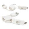 The Trends Collection Universal Charging Cable is a retractable connector cable with 3 cables in 1.  White.  Great branded charging cables.