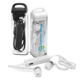 The Trends Collection Tycho Bluetooth Earbuds are bluetooth earbuds. 1 hour of hi definition stereo sound.  Black or White.  Great branded bluetooth earbuds.
