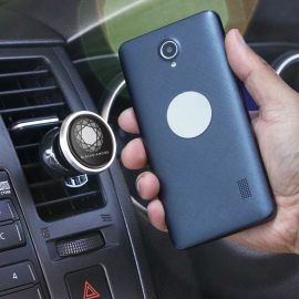 The Trends Collection Nuvo Magnetic Phone Holder secures to car air vents with spring loaded clip.  In Black.  Full colour or laser engrave.  Great tech products.