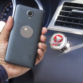 The Trends Collection Enzo Magnetic Phone Holder secures to car dashboards to use as a GPS.  In Black.  Full colour or laser engrave.  Great tech products.