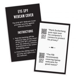 The Trends Collection Eye-Spy Webcam Cover is a cover that installs easily over webcams.  7 colours.  Great branded security promo products.