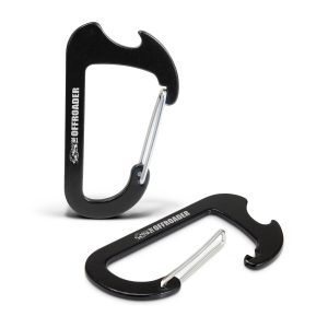 116107 Trends Collection Carabiner Bottle Opener The Trends Collection Carabiner Bottle Opener is a sturdy aluminium bottle opener with a carabineer clip. Laser Engraves. Great branded bottle openers.