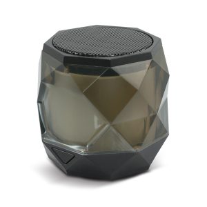 The Trends Collection Quartz Bluetooth Speaker is a compact bluetooth speaker with futuristic design and light show.  Black.  Great branded bluetooth speakers.