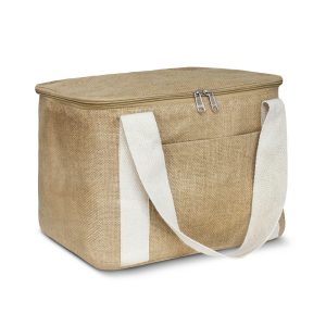The Trends Collection Asana Cooler Bag is a medium size 13 litre cooler bag.  Natural June with natural cotton carry handles.  Great branded eco cooler bags.