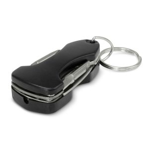 The Trends Collection Mustang Mukti Tool Key Ring is a handy 6 function multi tool with key ring. In Black. Printed or laser engraved. Functional promo products.