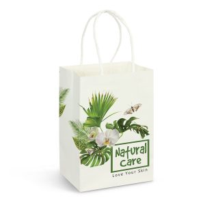The Trends Collection Small Paper Carry bag is a small carry bag made from 160gsm paper.  Full colour branding.  Great branded promo retail product.