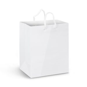 The Trends Collection Medium Laminated Carry Bag in Full Colour is a medium sized bag with rope handles.  Full colour branding.  Great custom retail bags. 