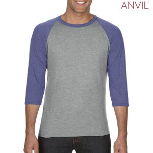 The Anvil Tri-Blend Adult 3/4 Sleeve Raglan Tee is a 159gsm 3/4 sleeve tee. 4 colour combinations. XS - 2XL. Great brandable raglan tees from Anvil.