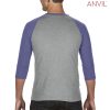 6755 Anvil Tri-Blend 3/4 Sleeve Raglan Tee – Heather Grey/Heather Blue