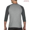6755 Anvil Tri-Blend 3/4 Sleeve Raglan Tee – Heather Grey/Heather Dark Grey