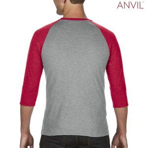 The Anvil Tri-Blend Adult 3/4 Sleeve Raglan Tee is a 159gsm 3/4 sleeve tee. 4 colour combinations. XS - 2XL. Great brandable raglan tees from Anvil.