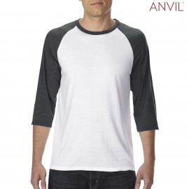 The Anvil Tri-Blend Adult 3/4 Sleeve Raglan Tee is a 159gsm 3/4 sleeve tee.  4 colour combinations.  XS - 2XL.  Great brandable raglan tees from Anvil.
