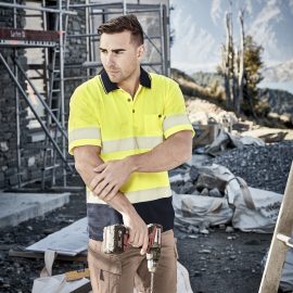 The Syzmik Unisex Hi Vis Segmented S/S polo is a 175gsm polyester hi vis polo shirt.  2 colour options.  Great branded hi vis polos & workwear from Syzmik.