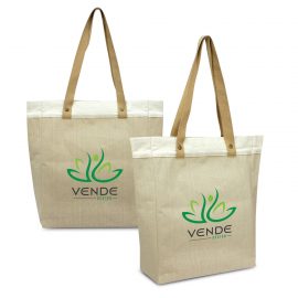 The Trends Collection Marley Juco Tote Bag is a natural laminated juco tote bag.  Natural. Great branded eco tote bags from Trends Collection.