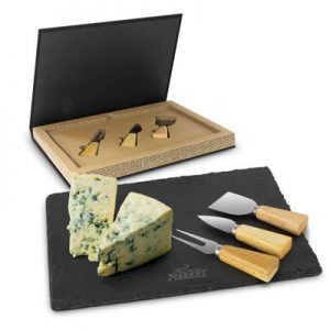 116730 Trends Collection Montrose Slate Cheese Board The Trends Collection Montrose Slate Cheese Board Set is a luxury round slate cheese board set. Laser Engraved on slate. Great branded cheese boards from Trends Collection.