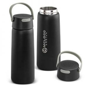 The Trends Collection Bluetooth Speaker Vacuum Bottle is a stylish 700ml double wall stainless bottle. Water resistant speaker. Great branded tech bottles.