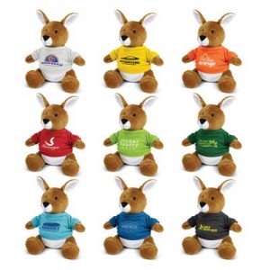 The Trends Collection Kangaroo Plush Toy is a soft kangaroo plush toy with a pouch and tee. 9 colours. Great branded cuddly toys from Trends Collection.