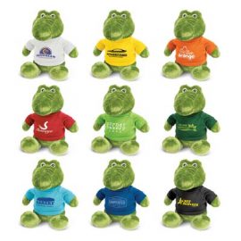 The Trends Collection Crocodile Plush Toy is a soft crocodile plush toy with tee.  9 colours.  Great branded awareness promo products from Trends Collection.