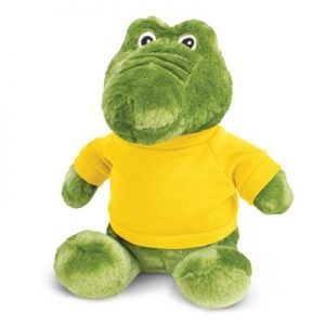 The Trends Collection Crocodile Plush Toy is a soft crocodile plush toy with tee. 9 colours. Great branded awareness promo products from Trends Collection.