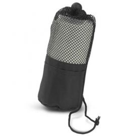 The Trends Collection Mako Gym Towel is a space saving gym towel made from absorbent polyester.  Grey towel with black bag.  Great branded gym towels. 