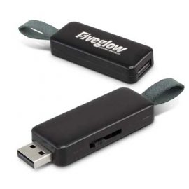 The Trends Collection Lumos 4GB Flash Drive has a built-in LED that lights up branding whilst in use.  Black.  Great branded flash drives from Trends Collection.