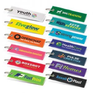 The Trends Collection Woven Key Ring is a soft woven polyester key ring with strong metal eyelet.  13 colours.  Great branded woven key rings.