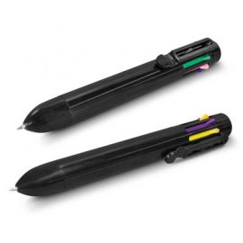 The Trends Collection Mega Multi Pen is a retractable plastic ball pen with 8 coloured refills.  White or Black Pen.  Great branded novelty pens from Trends Collection.