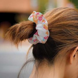 The Trends Collection Hair Scrunchie - Set of 2 has a card that can also be printed.  Sublimation full colour printed scrunchies.  Great hair promo products.