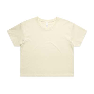 The AS Colour Womens Crop Tee is a relaxed fit. crew neck, mid weight tee.  17 colours.  XS - XL.  Great branded printed crop tees from AS Colour.